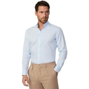 Hackett London Model HM3010028 Blauwe katoenen overhemd - Overhemd Hackett London Model HM3010028 Blauwe katoenen overhemd - Overhemd