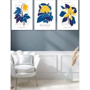 ARTZE - Flower Market - Navy Blue - Yellow - Wall Art ARTZE - Flower Market - Navy Blue - Yellow - Wall Art