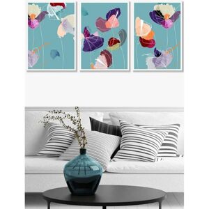 ARTZE - Colorful Spring Flowers Triptych - White Frame - Set of 3 - Wall Art ARTZE - Colorful Spring Flowers Triptych - White Frame - Set of 3 - Wall Art