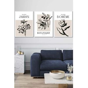 ARTZE - Minimalist Sketch Leaves - Beige and Black - White Framed - Wall Art ARTZE - Minimalist Sketch Leaves - Beige and Black - White Framed - Wall Art