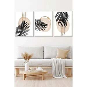 ARTZE - Abstract Watercolour Black Palm Leaves - White Frame - Wall Art ARTZE - Abstract Watercolour Black Palm Leaves - White Frame - Wall Art