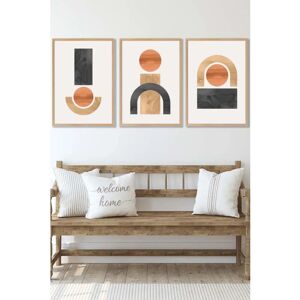 ARTZE - Mid Century Graphical Shapes - Oak Framed - Wall Art ARTZE - Mid Century Graphical Shapes - Oak Framed - Wall Art