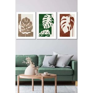 ARTZE - Mid Century Monstera Set - Beige and Green ARTZE - Mid Century Monstera Set - Beige and Green