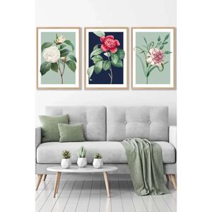 ARTZE - Vintage Flowers Camellia Blue and Green - Oak Framed ARTZE - Vintage Flowers Camellia Blue and Green - Oak Framed