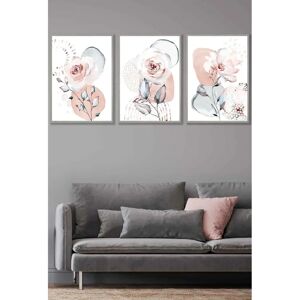 ARTZE - Set of 3 Light Grey Framed - Wall Art ARTZE - Set of 3 Light Grey Framed - Wall Art