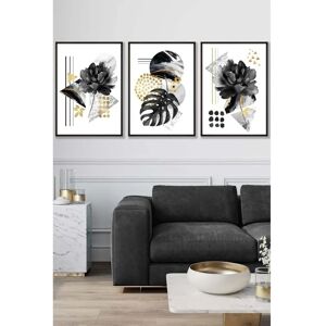 ARTZE - Set of 3 - Black Framed - Abstract Botanical - Wall Art ARTZE - Set of 3 - Black Framed - Abstract Botanical - Wall Art