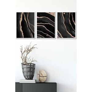 ARTZE - Abstract Black Grey Gold Strokes - White - Framed Wall Art ARTZE - Abstract Black Grey Gold Strokes - White - Framed Wall Art