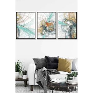 ARTZE - Set of 3 Black Framed Abstract Fractal Wall Art ARTZE - Set of 3 Black Framed Abstract Fractal Wall Art
