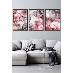 ARTZE - Abstract Floral Fluid - Red-Grey - Framed - Wall Art ARTZE - Abstract Floral Fluid - Red-Grey - Framed - Wall Art
