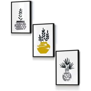 ARTZE Scandi Yellow Grey Cactus Pots - Framed Wall Art - Small ARTZE Scandi Yellow Grey Cactus Pots - Framed Wall Art - Small