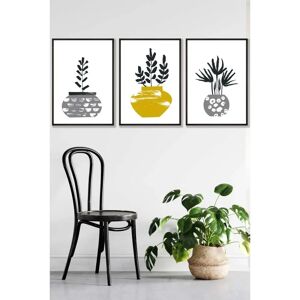 ARTZE - Scandi Yellow Grey Cactus Pots - Framed Wall Art ARTZE - Scandi Yellow Grey Cactus Pots - Framed Wall Art