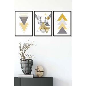 ARTZE - Geometric Line Art - Yellow Stag - Triangles - Wall Art ARTZE - Geometric Line Art - Yellow Stag - Triangles - Wall Art