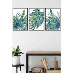 ARTZE - BlueGreen - Tropical Leaves - Framed - Wall Art ARTZE - BlueGreen - Tropical Leaves - Framed - Wall Art