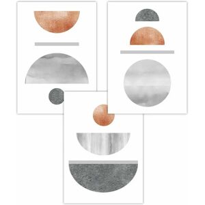 ARTZE - Set of 3 - Copper and Grey - Art Posters ARTZE - Set of 3 - Copper and Grey - Art Posters