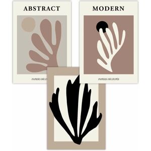 ARTZE - Matisse Style Floral Cut Out Set - Brown-Black - W50xH70cm - Wall art poster set ARTZE - Matisse Style Floral Cut Out Set - Brown-Black - W50xH70cm - Wall art poster set