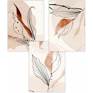 ARTZE - Graphical Line Art Autumn Leaves - Set of 3 - W42xH59cm - Wall art ARTZE - Graphical Line Art Autumn Leaves - Set of 3 - W42xH59cm - Wall art