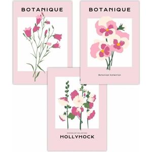 ARTZE - Vintage Graphical Pink Hollyhock Flower Market - Poster ARTZE - Vintage Graphical Pink Hollyhock Flower Market - Poster