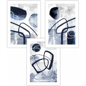 ARTZE - Abstract Navy Blue Watercolour Shapes - Set of 3 - Poster ARTZE - Abstract Navy Blue Watercolour Shapes - Set of 3 - Poster
