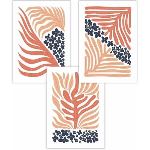 ARTZE - Boho Abstract Floral - Blue Pink - Poster Set ARTZE - Boho Abstract Floral - Blue Pink - Poster Set