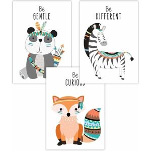 ARTZE - Nursery Tribal Panda Fox Zebra Quote Art Posters ARTZE - Nursery Tribal Panda Fox Zebra Quote Art Posters