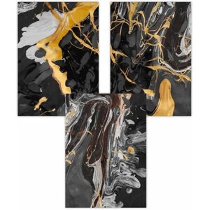 ARTZE - Abstract Black Yellow Fluid Splatters - Set of 3 - Poster ARTZE - Abstract Black Yellow Fluid Splatters - Set of 3 - Poster