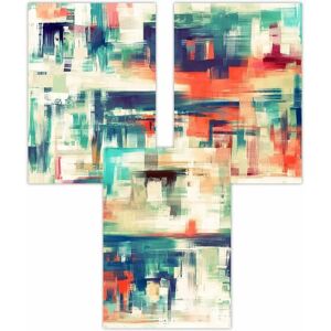 ARTZE - Geometric Abstract Strokes - Blue Teal Red - Poster Set ARTZE - Geometric Abstract Strokes - Blue Teal Red - Poster Set