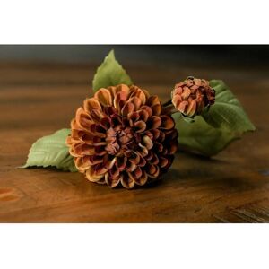 Hill Interiors Dahlia Mustard/Green Artificial Flower - Artificial Flower Hill Interiors Dahlia Mustard/Green Artificial Flower - Artificial Flower