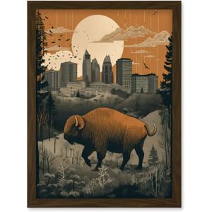 Artery8 - Bison in Forest - Brown - A4 - Wall Art Print Artery8 - Bison in Forest - Brown - A4 - Wall Art Print