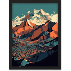 Artery8 Modern City Surrounded by Tall Mountains Landscape A4 Framed Wall Art Artery8 Modern City Surrounded by Tall Mountains Landscape A4 Framed Wall Art