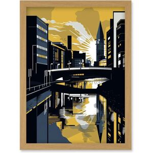 Artery8 - River Cityscape Sunrise Geometric Artwork - A4 - Framed Wall Art Artery8 - River Cityscape Sunrise Geometric Artwork - A4 - Framed Wall Art