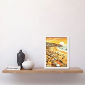 Artery8 Summer Sunset Beach Artwork - A4 - White - Framed Wall Art Artery8 Summer Sunset Beach Artwork - A4 - White - Framed Wall Art