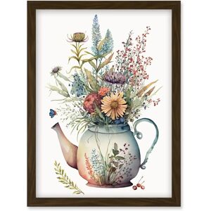 Artery8 - Wildflower Floral Bouquet Teapot - A4 - Wall Art Artery8 - Wildflower Floral Bouquet Teapot - A4 - Wall Art