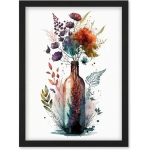 Artery8 - Wine Bottle with Spring Wildflower Bouquet - Black - Wall Art Artery8 - Wine Bottle with Spring Wildflower Bouquet - Black - Wall Art