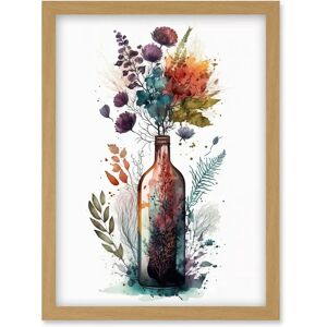 Artery8 - Wine Bottle Floral Bouquet Artwork - Wall Art Print Artery8 - Wine Bottle Floral Bouquet Artwork - Wall Art Print
