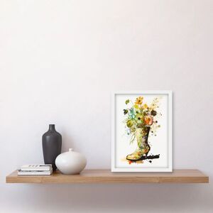 Artery8 - Wildflower Bouquet in High Heel Boot - Framed - A4 - Wall Art Artery8 - Wildflower Bouquet in High Heel Boot - Framed - A4 - Wall Art