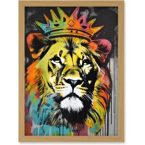 Artery8 King Lion Crown - A4 - Light Oak - Framed Wall Art Artery8 King Lion Crown - A4 - Light Oak - Framed Wall Art