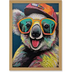 Artery8 - Happy Koala Bear Sunglasses and Hat - A4 - Framed Wall Art Artery8 - Happy Koala Bear Sunglasses and Hat - A4 - Framed Wall Art