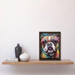 Artery8 English Bulldog Wearing Sunglasses - brown - A4 Framed Wall Art Artery8 English Bulldog Wearing Sunglasses - brown - A4 Framed Wall Art