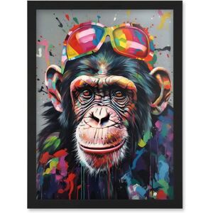 Artery8 - Chimpanzee With Rainbow Sunglasses - A4 - Wall Art Artery8 - Chimpanzee With Rainbow Sunglasses - A4 - Wall Art