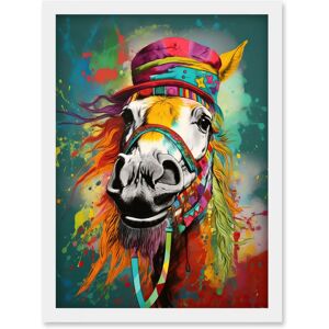 Artery8 - Hippie Horse - Multicoloured Hat - Framed Wall Art Artery8 - Hippie Horse - Multicoloured Hat - Framed Wall Art