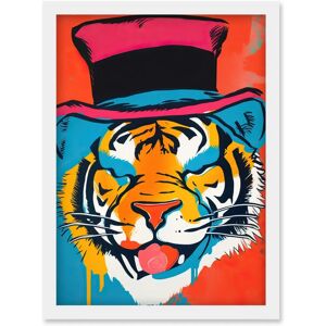 Artery8 - Tiger Head Pink Top Hat - A4 - Framed Wall Art Artery8 - Tiger Head Pink Top Hat - A4 - Framed Wall Art
