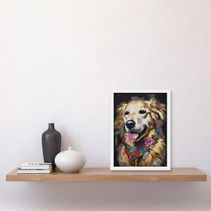 Artery8 - Golden Retriever Floral Bandana - Framed Wall Art Artery8 - Golden Retriever Floral Bandana - Framed Wall Art