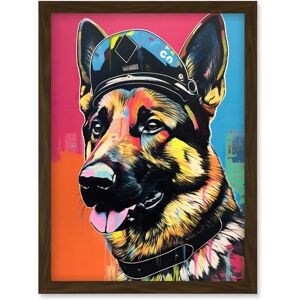 Artery8 - German Shepherd Wearing Police Hat - brown - A4 - framed - Wall art print Artery8 - German Shepherd Wearing Police Hat - brown - A4 - framed - Wall art print