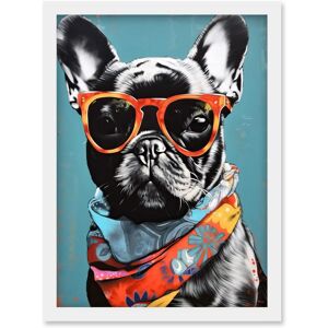 Artery8 - English Bulldog Bandana - A4 - White - Wall Art Artery8 - English Bulldog Bandana - A4 - White - Wall Art