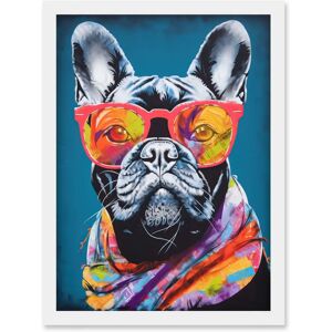 Artery8 - English Bulldog Neon Bandana Sunglasses Artwork - Wall Art Print Artery8 - English Bulldog Neon Bandana Sunglasses Artwork - Wall Art Print
