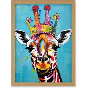 Artery8 - Giraffe Wearing Princess Crown - Frame light oak - A4 - Art Print Artery8 - Giraffe Wearing Princess Crown - Frame light oak - A4 - Art Print