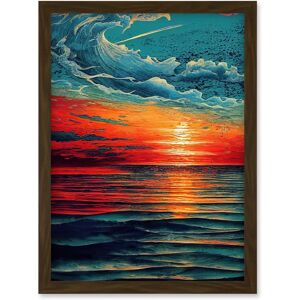 Artery8 - Seascape Scarlet Sunrise - Brown - A4 - Framed Wall Art Artery8 - Seascape Scarlet Sunrise - Brown - A4 - Framed Wall Art