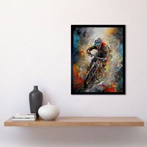 Artery8 Mountain Biker Paint Splat Action Shot Portrait - 12x16 inch - framed - black - art print Artery8 Mountain Biker Paint Splat Action Shot Portrait - 12x16 inch - framed - black - art print