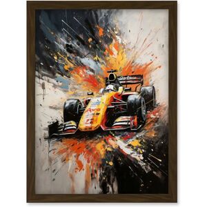 Artery8 - Yellow Race Car Racing Scene Spatter Art - Framed Wall Art Print - A4 - Art print Artery8 - Yellow Race Car Racing Scene Spatter Art - Framed Wall Art Print - A4 - Art print