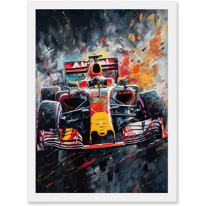 Artery8 - Race Car Driver - A4 - Framed - White - Wall Art Artery8 - Race Car Driver - A4 - Framed - White - Wall Art